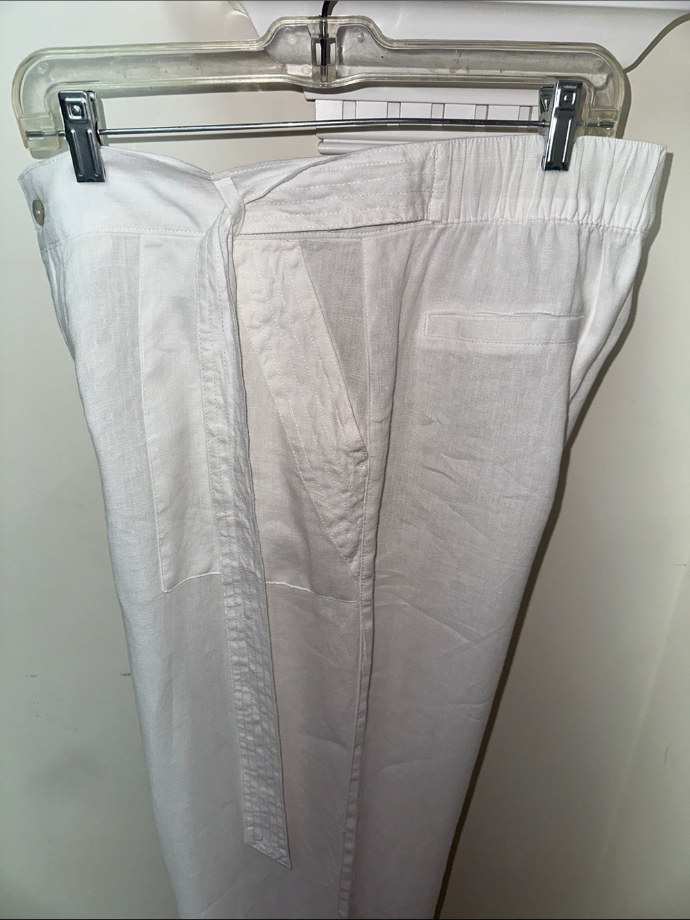 Cynthia Rowley Bright White Wide-Leg Tie-Belt Pants - Picture 9 of 9